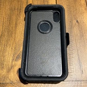 Black Heavy Duty OtterBox iPhone 10 Case with Detachable Clip On Holder